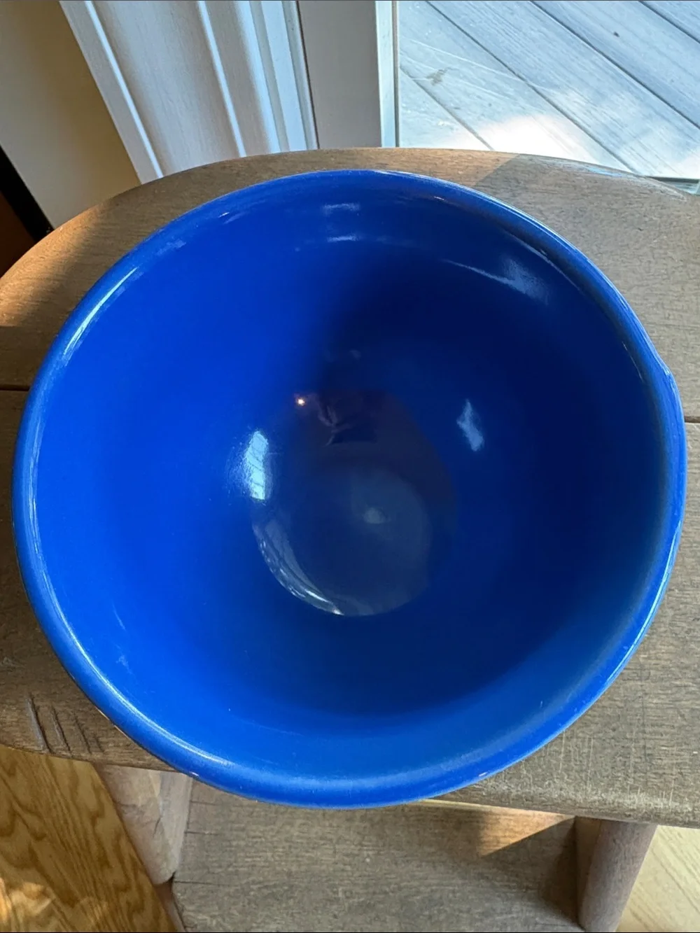 Longaberger Deep Blue Ceramic Basketweave Serving Bowl